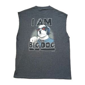 Vintage 2006 Big Dogs I Am The Big Dog Sz Large Mens Sleeve Cut Gray Tank Top